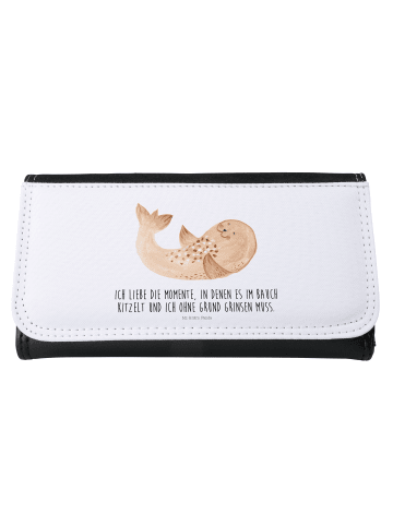 Mr. & Mrs. Panda Portemonnaie für Damen Robbe Liegen mit Spruch in Weiß