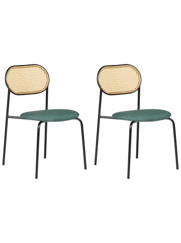 Beliani 2er-Set Esszimmerstuhl ADAVER in Schwarz/Grün/Braun