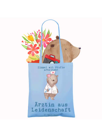 Mr. & Mrs. Panda Tote Bag Ärztin Leidenschaft mit Spruch in Sky Blue