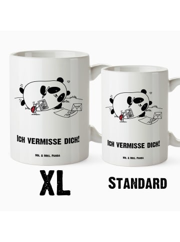 Mr. & Mrs. Panda Riesenkaffeetasse Panda Vermissen mit Spruch in Weiß