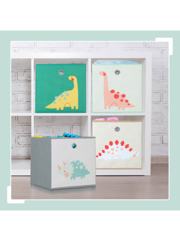 relaxdays 4 x Kinder Aufbewahrungsboxen " Dinos A" in Bunt - (B)30 x (H)30 x (T)30 cm