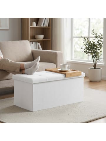 relaxdays Sitzbank in Weiß - (B)76 x (H)38 x (T)38 cm