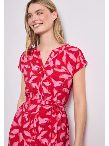 Street One Midi-Kleid mit Split Neck und Print in salsa red