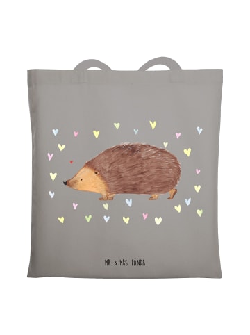 Mr. & Mrs. Panda Shopping Tasche Igel Herzen ohne Spruch in Light Grey