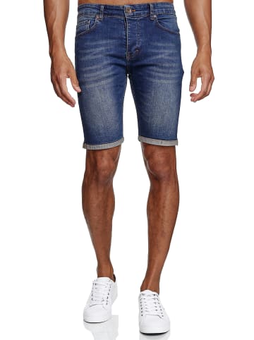 RESLAD Jeans Shorts Basic Used Washed in dunkelblau