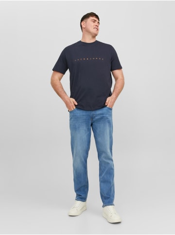 Jack & Jones Logo T-Shirt Kurzarm Shirt Plus Size Übergröße JJESTAR in Dunkelblau