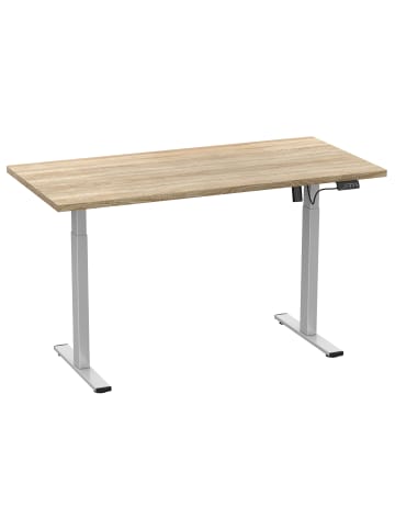 VCM  Schreibtisch Lona elektrisch verstellbar 110 x 80 in Silber / Sonoma-Eiche