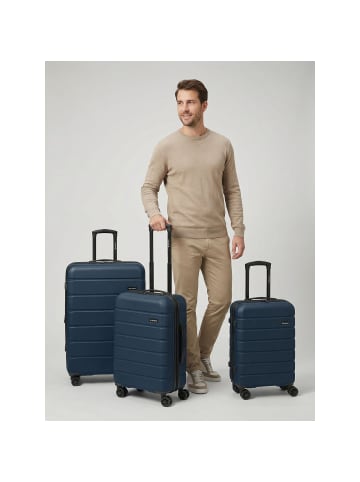 Saxoline Miami 4 Rollen Kofferset 3-teilig mit Dehnfalte in navy blue