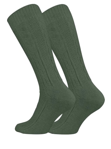 Cotton Prime® Unisex Trachtensocken 2 Paar, mit Zopfmuster in Grün