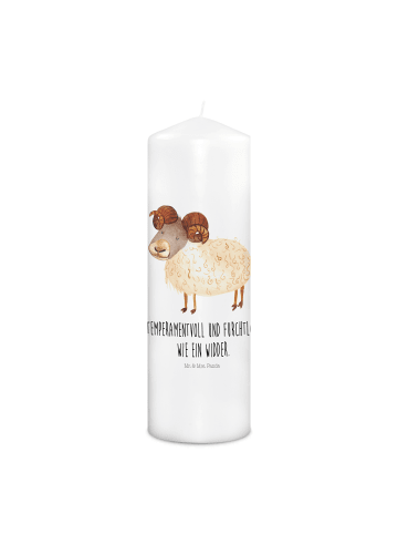 Mr. & Mrs. Panda Wachskerze Sternzeichen Widder mit Spruch in Weiß