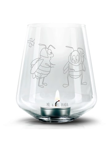 Mr. & Mrs. Panda Graviertes Windlicht Bienen Paar ohne Spruch in Transparent