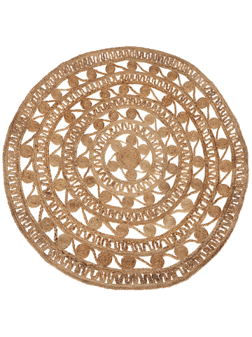 Beliani Geflochtener Teppich KERER in Beige - (W) 140 x (H) 1.2 x (L) 140 cm