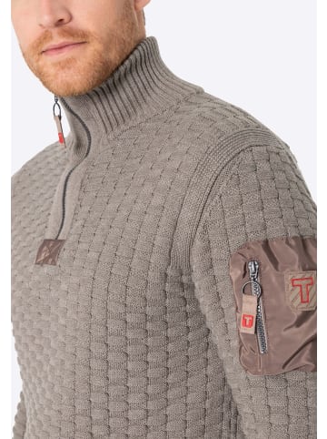 Timezone Strickpullover 3D-Schachbrettmuster Ärmeltasche in Beige
