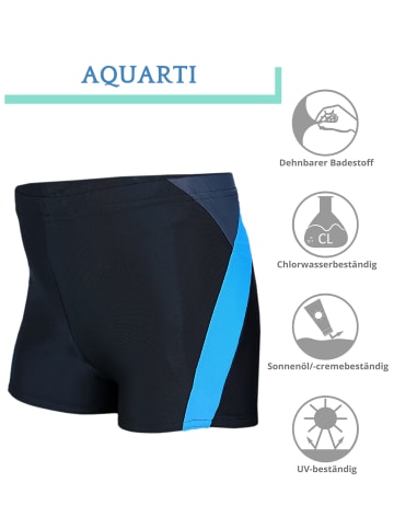 Aquarti Jungen Badehose Gestreift mit Motiven in graphit