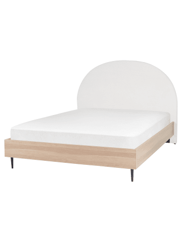 Beliani Doppelbett MILLAY in Weiß/Heller Holzfarbton/Schwarz