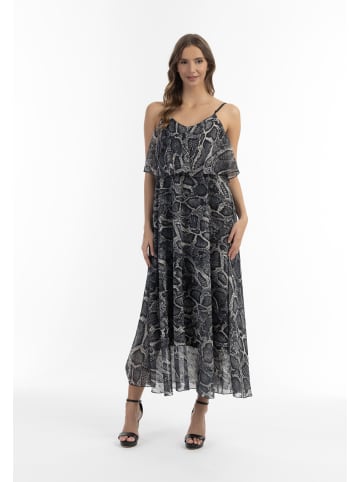faina Damen Maxikleid Mit Schlangenprint in Schwarz Schlange