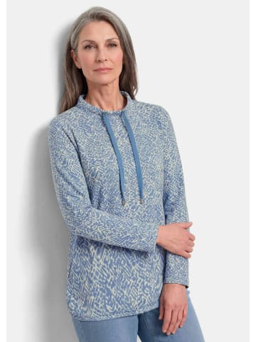 GOLDNER Sweater mit grafischem Druck in blau / gemustert
