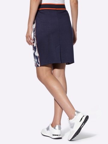 Heine Jersey-Rock in marine-weiß-bedruckt