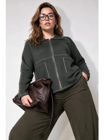 Ulla Popken Strickjacke in olivgrau