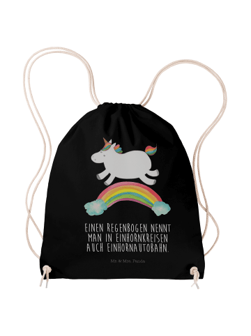 Mr. & Mrs. Panda Stoffbeutel Einhorn Regenbogen mit Spruch in Schwarz
