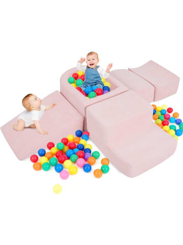 COSTWAY 5 tlg. Schaumstoffbausteine ohne Bälle Cordstoff in Rosa