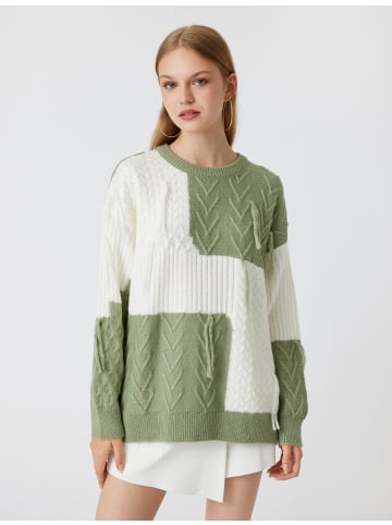 KOTON Sweater in Grün Gemustert