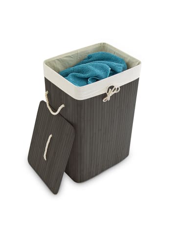relaxdays 2 x Wäschekorb in Schwarz - (B)43,5 x (H)65,5 x (T)33,5 cm