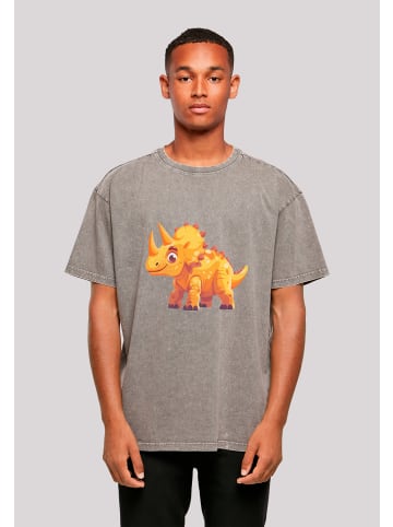 F4NT4STIC Oversize T-Shirt Süßer Triceratops Dinosaurier in Asphalt
