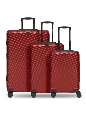 Redolz Essentials 18 4 Rollen Kofferset 3-teilig mit Dehnfalte in metallic-red shiny
