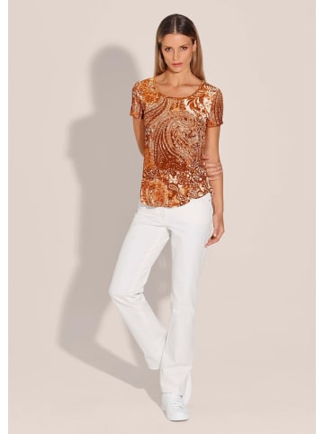 MADELEINE Sommerliches Shirt mit Alloverprint in cognac / wollweiß