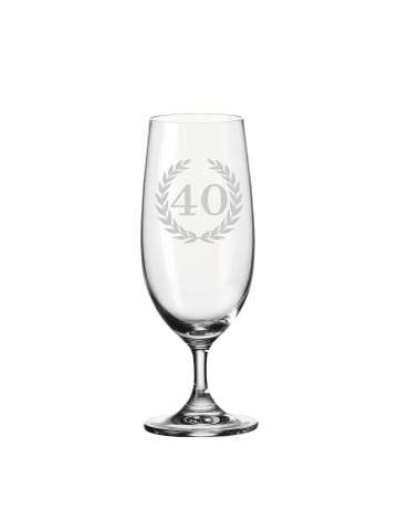 LUXENTU Biertulpe Pilsglas mit Gravur 40. Jubiläum 360 ml in transparent