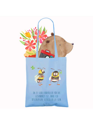Mr. & Mrs. Panda Henkeltasche Hummeln Kleeblatt mit Spruch in Sky Blue