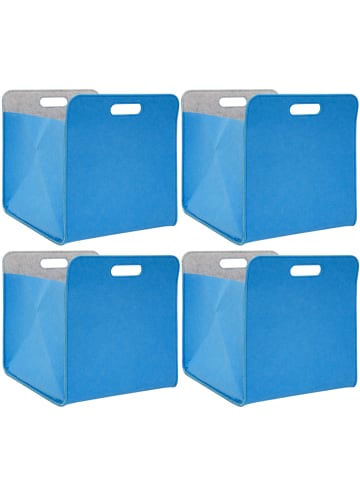 DuneDesign 4er Set Filz Regalkorb 33x33x38cm in Blau