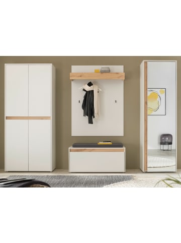 Furn.Design Garderoben-Set weiß matt, Eiche 5-teilig 265 cm mit Schuh- und Garderobenschrank