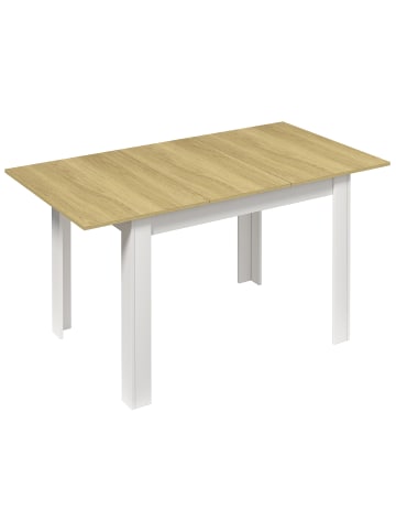 VCM  Esstisch Küchentisch Pesoli ausziehbar 120-160 cm in Weiß / Honig-Eiche