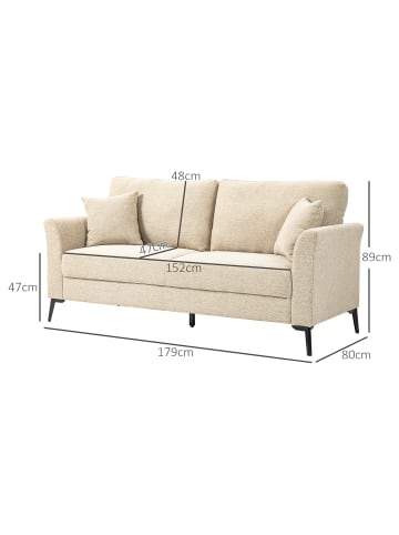 HOMCOM 2 Sitzer Sofa in Beige 179L x 80B x 89H cm