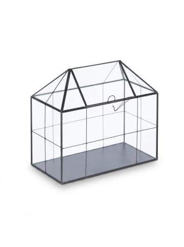 relaxdays Pflanzenterrarium "Haus" in Schwarz - (B)30 x (H)27 x (T)15 cm