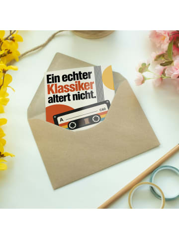 Mr. & Mrs. Panda Geburtstagskarte Kassette retro Design mit Spruch in Weiß