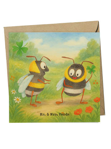 Mr. & Mrs. Panda Grußkarte Bienen Paar Design ohne Spruch in Weiß