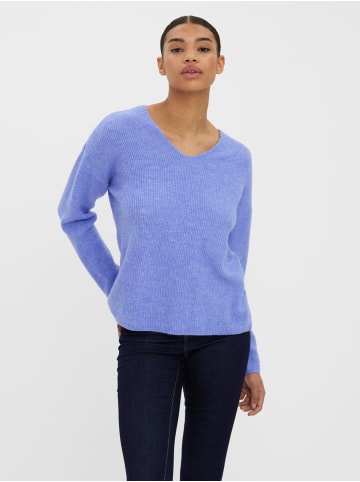 Vero Moda Strickpullover V-Ausschnitt Langarm Sweater VMCREWLEFILE in Lavendel