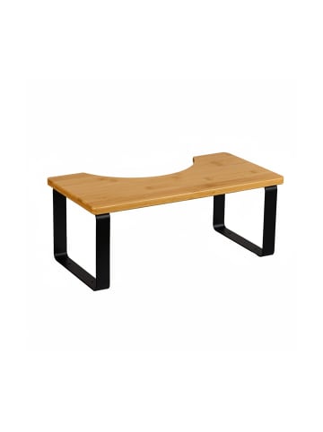 relaxdays Toilettenhocker in Natur/ Schwarz - (B)44,5 x (H)18 x (T)23 cm