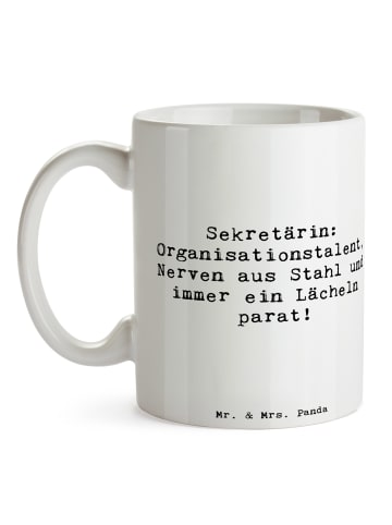 Mr. & Mrs. Panda Motivtasse Spruch Sekretärin Heldin mit Spruch in Weiß