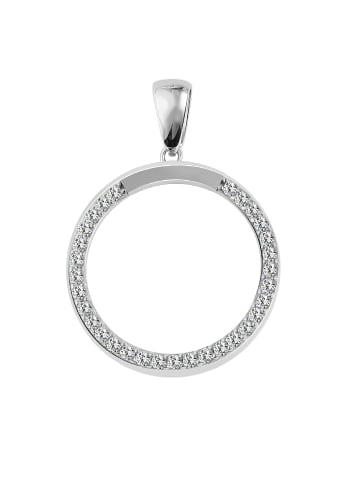 Adeliás Damen Anhänger Kreis aus 925 Silber mit Zirkonia in silber