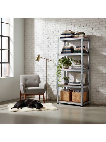 relaxdays Schwerlastregal in Silber - (B)60 x (H)180 x (T)30 cm