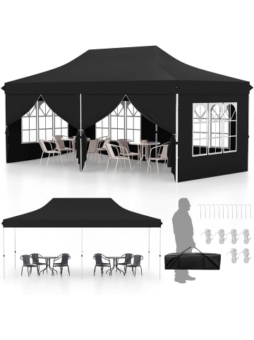 COSTWAY Pavillon 3x6m in Schwarz