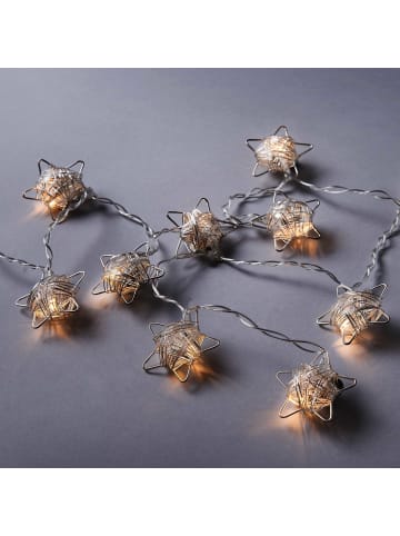 Butlers LED-Lichterkette Metallsterne mit USB-Batteriefach STAR LIGHTS in Silber