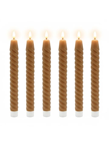 relaxdays 6 x LED Stabkerzen in Mocha Mousse