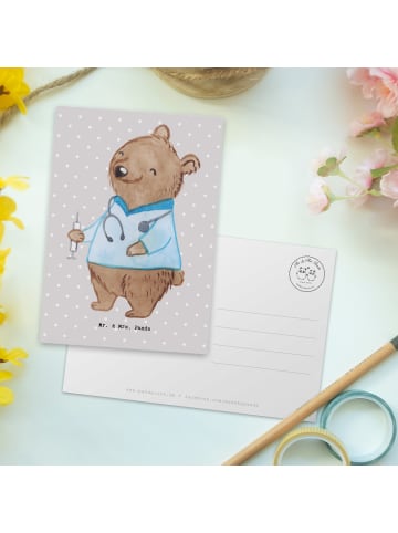 Mr. & Mrs. Panda Grußkarte Anästhesist Herz ohne Spruch in Grau Pastell