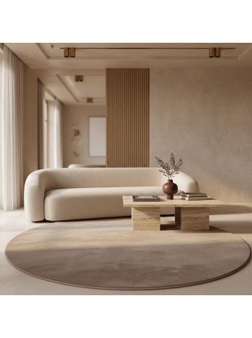 KADIMA DESIGN Teppich Kurzflor Waschbar Einfarbig LECH Strapazierfähig OEKO-TEX in Beige