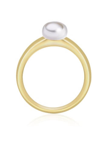 Valero Pearls Ring aus Sterling Silber mit Süßwasser-Zuchtperle in gelbgold